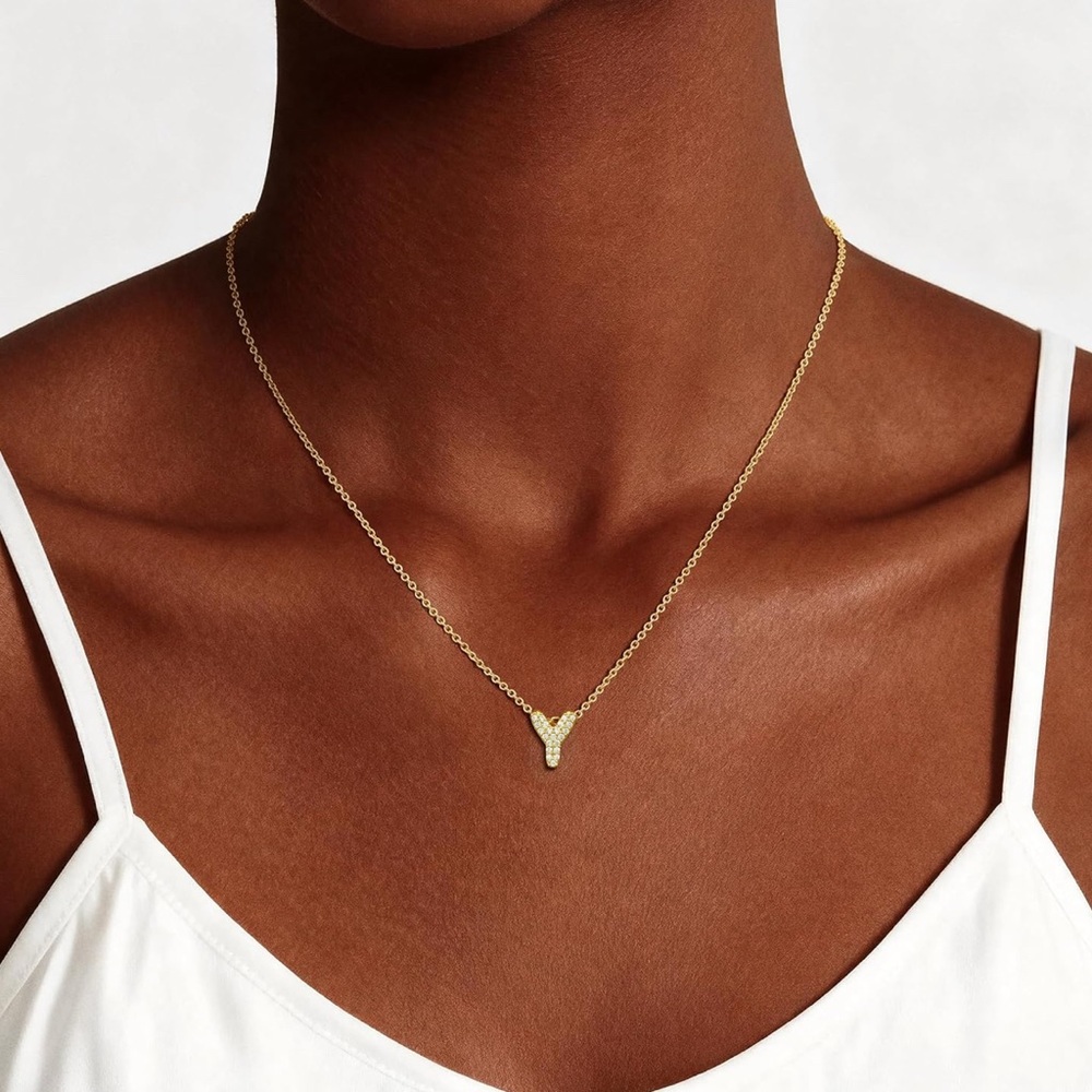 Gold Y Pendant Necklace - Women